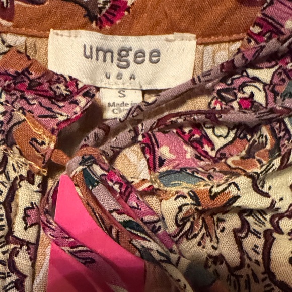 Umgee Mustard Paisley Mixed-Print Ruffle Sleeve Tunic/Dress - Picture 3 of 3